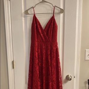 Lulus red sparkly gown XS